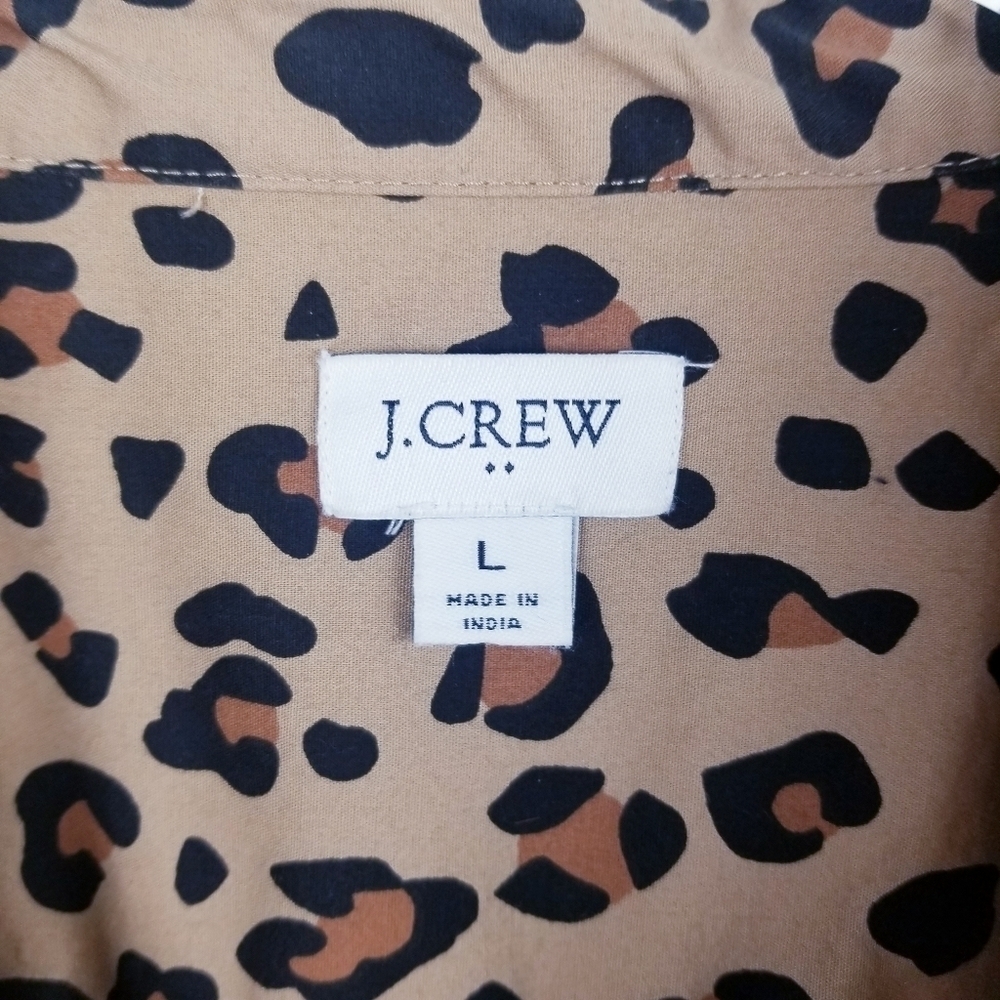 J. Crew Factory #AT390 Leopard Print Top Blouse size Large - Picture 4 of 8